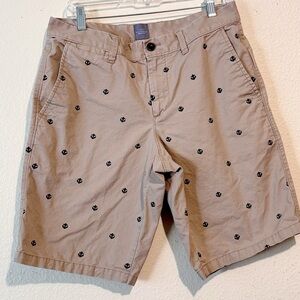 Gap Khaki Men’s Classic Shorts Size 31 Tan Anchor Print Chino Flat Front Casual